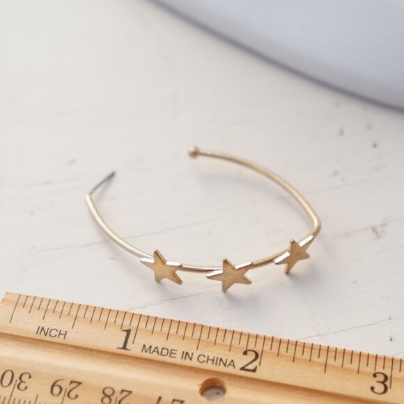 4/$25 Triple Star Hoop Earrings Gold - Picture 3 of 3